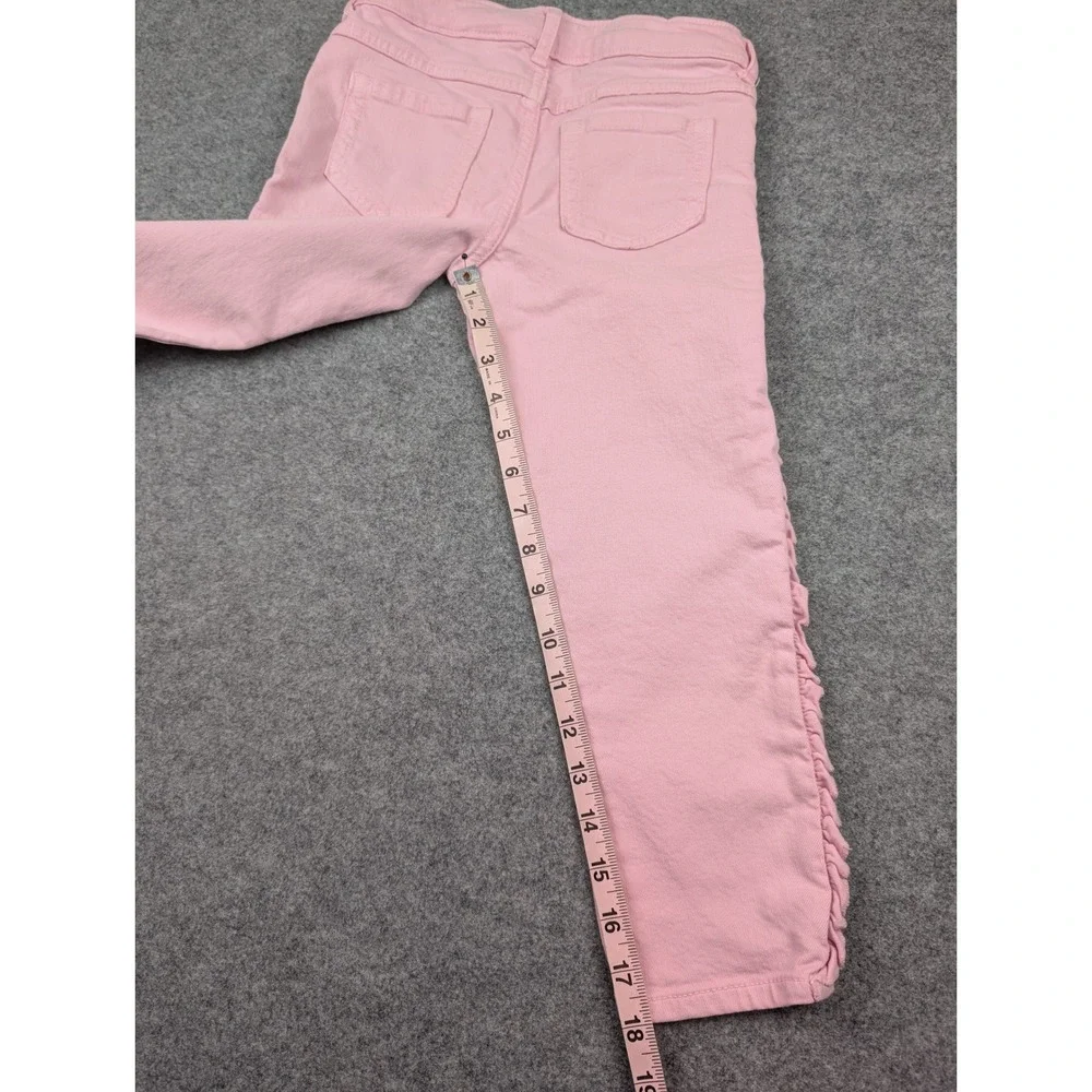 Gymboree Girls Pink Super Skinny Ruffle Side Trim Jeans Size 7 Adjustable Waist